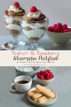 yogurt and raspberry trianos parfait with coffee