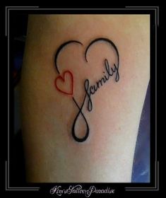 a tattoo with the word family and a heart