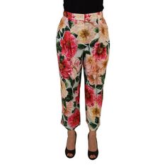 Step Into Luxury With These Exquisite High-Waisted Pants From Dolce & Gabbana. Tailored From Sumptuous 100% Silk, They Feature A Vibrant Multicolor Pattern That Demands Attention. The Cropped Cut Along With The Zipper And Button Closure Ensures A Modern And Flattering Fit, While The Attention To Detail Is Highlighted By The Subtle Logo Embellishments. Perfect For Adding A Touch Of Elegance To Your Wardrobe. Material: 100% Silk Color: Multicolor Country Of Origin: It Model: High Waist Pants Closure: Zipper And Button We Are A Small Business Located In Beautiful Minneapolis, Mn, Founded By Leadership With Over Two Decades Of Experience In The Luxury Goods Business. All Of Our Items Are 1 Luxury Long Summer Pants, Luxury High Waist Bottoms For Spring, Luxury Tapered Leg Bottoms For Spring, Luxury High Waist Pants For Spring, Elegant White Pants With Floral Print, Elegant White Floral Print Pants, Luxury Summer Trousers, Elegant Fitted Multicolor Pants, Elegant Long Pants With Floral Print