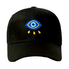 Black Cap With Embroidered Evil Eye Design Ward Off Negative Energy!!! Adjustable, One Size Fits All. Black Embroidered Snapback Hat, Embroidered Black Baseball Cap, Black Embroidered Baseball Cap With Curved Brim, Trendy Black Baseball Cap With Embroidery, Trendy Black Embroidered Baseball Cap, Black Embroidered Cap, Embroidered Black Baseball Cap For Streetwear, Black Embroidered Baseball Cap Dad Hat, Black Embroidered Baseball Cap