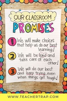 a classroom poster with the words, we will make choices that help us do our best