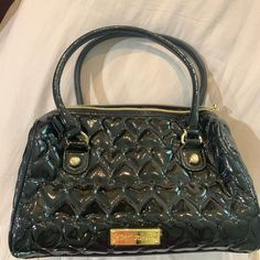 Betsey Johnson Black New Never Used Handbag Black Shoulder Bag For Party, Black Satchel For Party, Black Satchel With Zipper Closure For Party, Black Double Handle Satchel For Parties, Evening Black Satchel With Zipper Closure, Black Party Satchel With Zipper Closure, Formal Black Box Bag With Zipper Closure, Betsey Johnson Phone Purse, Betsy Johnson Backpack