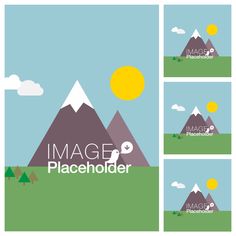 the image placeholder is shown with mountains and clouds