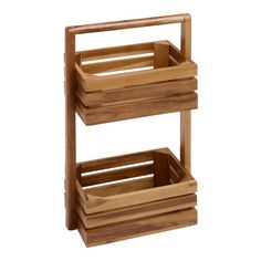 two wooden baskets stacked on top of each other