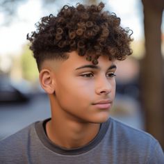 Tight Curls with Drop Fade Kid Haircuts, Drop Fade, Teenage Hairstyles, Grad Ideas, Curl Hair