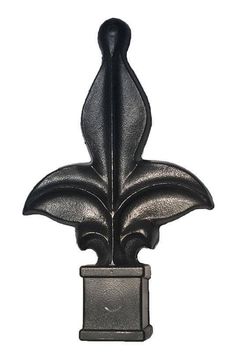 a metal object with a flower on it's head in the shape of a vase