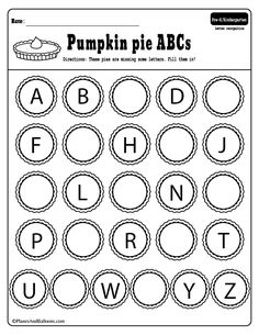 pumpkin pie abc's worksheet for kids to practice their handwriting and writing skills