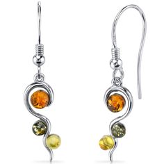 Natural, raw beauty. We're big fans of celebrating natural beauty and our Baltic Ambers came to party, dipped in cognac and honey. These versatile earrings feature round shape Peora natural Baltic Amber gemstones in .925 sterling silver. Our natural Baltic Amber gemstones are a unique gift from nature. By cutting them in a way that respects the rough's natural radiance, we ignite their inherent intensity and maximize their brilliance to deliver on our signature Peora standard. Handcrafted in pure .925 sterling silver goodness, these earrings have been carefully coated in an elegant rhodium finish. Our artisans are expertly trained in this process which fortifies the earring's strength, shine and brilliance. Main Stone Genuine Baltic Amber Round shape Orange color Metal .925 Sterling Silver Squiggle Earrings, Earring Fashion, Amber Gemstone, Amber Earrings, Gifts Jewelry, Fish Hook Earrings, Amber Stone, Earrings Drop, Earrings Sterling Silver