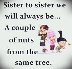 a couple of kids standing next to each other with the caption sister to sister we will always be a couple of nuts from the same tree