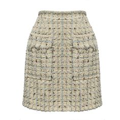 High quality couture boucle tweed from a small mill in England is fashioned into a classic pencil skirt with two front pockets. Frayed detail at pockets. For custom fit, include waist and hip measurements in note with order Fully lined with silk charmeuse Hand finished hem Dry clean only Fitted Tweed Skirt With Pockets, Workwear Tweed Dress With Pockets, Tweed Pencil Skirt For Office, Tweed Dress With Pockets For Work, Tweed Workwear Dress With Pockets, Office Tweed Pencil Skirt, Tweed Mini Skirt With Pockets, Chic Tweed Skirt With Pockets, Beige Tweed Skirt For Work