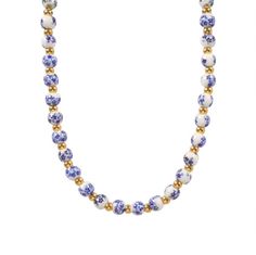 Greece Blue Bead Necklace Everyday Blue Clavicle Chain Necklace, Blue Beaded Collar Necklaces, Blue Clavicle Chain Necklaces With Round Beads, Blue Necklaces With Clavicle Chain And Round Beads, Greece Blue, Gold Bead Necklace, Classic Necklace, Cute Necklace, Stunning Necklace