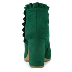 From the Sole Comfort range, these stylish ruffle ankle boots have a soft suede vamp, and chunky heel, and are finished with a zipper. Perfect for pairing them with trousers or a mini skirt for a casual downtime this season. The Ruffle-decorated heel looks delicate and elegant. Ankle Booties, keep your feet warm in winter. Pointed-toe design is classic, elevates your body type, and naturally makes you look comfortable in your skin and body. Faux suede vamp, more textured. Rubber Outsole and ABS Heel Boots For Women, College Party, Chelsea Rain Boots, Chunky Heel Ankle Boots, Back To College, Womens Chunky Heels, Shoes Boots Ankle, Chunky Heels Boots, Block Heel Ankle Boots