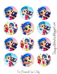 the littlest pet shop stickers are all different colors and sizes, including blue hair