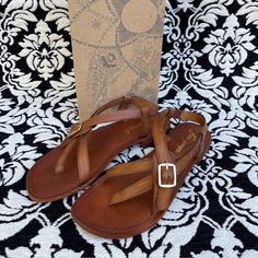 New With Box Free People La Risa Flat Sandal Brown T-strap Toe Post Sandals For Summer, Brown Flip Flops With Buckle Closure For Vacation, Brown Toe Loop Flip Flops For Summer, Brown Open Toe Flip Flops With Buckle, Free People Sandals, Tie Up Sandals, Strappy Sandals Flat, Black Strappy Sandals, Espadrilles Platform