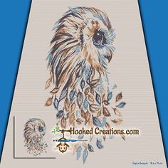 an owl is shown in this cross stitch pattern