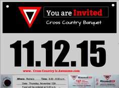 an advertisement for cross country banquet with the date 11 / 12 / 15 on it