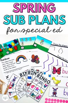 spring sub plans for the classroom to use in their writing and spelling skills, including printable