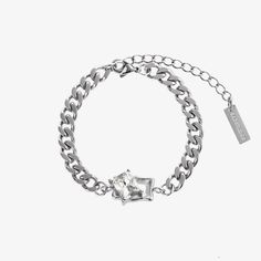 Type: AccessoriesMaterial: Titanium steel,zirconBracelet length: 16cm ( 6.3 inches )Extension chain: 5cm ( 2.0 inches ) Elegant Silver Cuban Link Bracelet, Tarnish Resistant, White Gold Metal Charm Bracelet With Chain, White Gold Metal Chain Charm Bracelet, White Gold Metal Charm Bracelet, Silver Chain Link Alloy Bracelet, Silver Chain Link Bracelet In Alloy, Silver Alloy Chain Link Bracelets, Adjustable Silver Cuban Link Metal Bracelet, Silver Metal Chain Bracelet, Tarnish Resistant