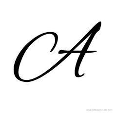 the letter c is made up of cursive lines and letters that are black on white