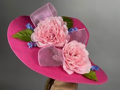 "Vogue hats are perfect for horse racing events, church, the Kentucky derby, weddings, garden tea parties and charity events. 100% Brand new, hand made and high quality. Brim is approx. 6\" One size hat (21\" - 22\") Please feel free to ask me any questions or special requests. I have designed & created each piece in my shop. All pieces are securely wrapped & boxed to prevent damage/breakage. Please visit my other shop https://www.etsy.com/shop/BridalWorldAccessory Thank you very much for shoppi Elegant Handmade Hats For Garden Party, Elegant Hats With Handmade Flowers As Gift, Elegant Hat With Handmade Flowers As Gift, Kentucky Derby Hats With Handmade Flowers And Short Brim, Short Brim Hats With Handmade Flowers For Kentucky Derby, Handmade Flowers Short Brim Hat For Kentucky Derby, Elegant Handmade Mini Hat For Kentucky Derby, Elegant Handmade Mini Hats For Races, Handmade Elegant Mini Hats For Races