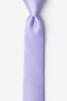 Lavender Skinny Tie Elegant Lavender Tie For Black Tie Events, Elegant Lavender Ties For Black Tie Events, Elegant Lavender Ties For Formal Occasions, Elegant Lavender Suit And Tie Accessories For Business, Elegant Lavender Standard Tie, Classic Lavender Formal Ties, Elegant Lavender Standard Tie For Suit, Elegant Solid Color Neckwear For Black Tie Events, Elegant Solid Color Neckwear For Weddings