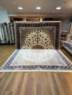 Top Quality Silk Rug, Palace Silk Rug, Extra Large Rug, Oriental Silk Rug, Classical Rug, Gorgeous Rug, 10x13 Area Carpet, Cream Navy Blue  WELCOME TO GorgeousRugStore STORE -Material: Bamboo Silk, Cotton - Size : 9.84 Ft x 13.12 Ft              300 Cm x 400 Cm Hello! Thank you for discovering my silk carpets. Each carpet is carefully crafted from high-quality bamboo silk material on special looms. Our silk carpets are designed to add elegance and luxury to your home. Bamboo fibers, combined with stunning colors and details, offer an enchanting experience at every step. Bamboo silk is known for its durability and striking appearance. Each of our silk carpets is not just a carpet but also a piece of art waiting to transform your home. Browse through our exclusive designs and add a touch of Classical Rug, Natural Structures, Extra Large Rugs, Silk Carpet, Bamboo Silk, Area Carpet, Silk Rug, Large Rug, Light Reflection