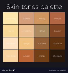 the skin tones palette is shown in different shades