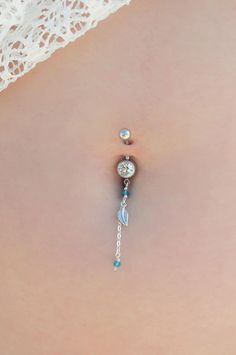 A beautiful belly button ring that will complete your look with boho-chic style. The barbell is made of surgical steel, A tiny leaf pendant made of Silver and blue Swarovski crystal beads are dangling from the bottom barbell with a dainty silver chain, to create a delicate yet bold piece of body jewelry.  Do not hesitate to contact me for special requests and customization! ♥♥  ▶ 14K gold filled curved barbell, 11 mm long (not including the barbells) for a universal fit. ▶ Blue Swarovski crystal Dragon Goddess, Unique Belly Rings, Body Jewerly, Ring Piercing, Goddess Jewelry