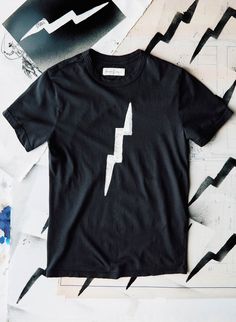 the "bolt" tee in black – imogene + willie Minimalist Vinyl Shirts, Imogene Willie, Invert Colors, Design Jersey, Design T Shirt, Lightning Bolt, Graphic Tee Shirts, Denim Shop, Denim Top