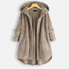 Season:Winter,Fall; Fabric:Polyester,Teddy; Sleeve Length:Long Sleeve; Look After Me:Hand wash; Gender:Women's; Style:Casual; Elasticity:Micro-elastic; Occasion:Daily; Outerwear Length:Regular; Fit Type:Regular Fit; Pattern:Solid Color; Neckline:Hoodie; Outerwear Type:Coat,Teddy Coat,Sherpa Jacket,Fleece Jacket,Hoodie Jacket; Front page:FF; Listing Date:03/02/2023; Bust:null; Length:null; Special selected products:Clearance; Fit US Size:null; Fit UK Size:null; Fit EU Size:null Oversized Outerwear With Buttons For Cold Weather, Cozy Long Sleeve Fur Coat With Pockets, Solid Color Hooded Outerwear With Button Closure, Cozy Solid Color Outerwear With Fleece Lining, Winter Outerwear With Buttons For Cold Weather, Oversized Button-up Outerwear For Winter, Hooded Outerwear For Cold Weather With Buttons, Oversized Button-up Winter Outerwear, Cozy Outerwear With Buttons For Cold Weather