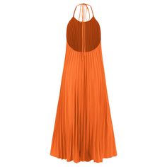 The Eleanor Pleated Halter Maxi Dress in orange is the perfect summer statement piece. With its flattering pleated design and halter neckline, this dress effortlessly combines style and comfort. Perfect for any occasion, this dress will make you stand out from the crowd. (Fashion-forward and fuss-free, the Eleanor Pleated Halter Maxi Dress will keep you looking and feeling cool this summer!) Size Guide: Model is 5’8” tall, and has a 33.7” bust, 24.4” waist, & 35.6” hips. She is wearing a S / US 4 / AU 8. This dress is true to size. Material: 100% Polyester. Feature: Halter neck. Sleeveless. Pleated. Plisse Skirt. Maxi length. Care Instructions: Machine wash / Cold hand wash Orange Outfit, Trendy Boots, Halter Maxi Dress, Skirt Maxi, Brown Leather Sandals, Halter Maxi, Halter Maxi Dresses, Daily Dress, Dress Jewelry