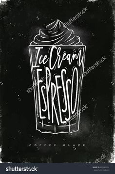 the ice cream freso logo on a blackboard background with chalk writing and a cupcake