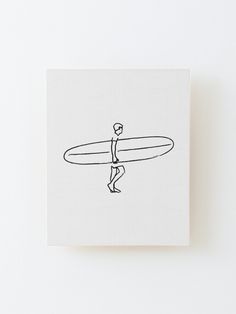 a drawing of a man holding a surfboard