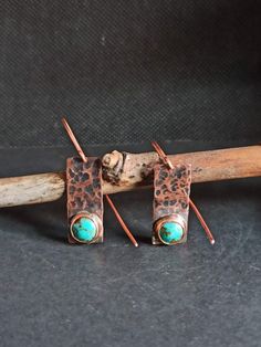 Copper And Turquoise, Hammered Copper Earrings, Copper Bracelets, African Turquoise, Rustic Jewelry, Hammered Copper, Copper Bracelet, Copper Earrings, Turquoise Earrings