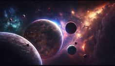 an artist's rendering of planets in outer space