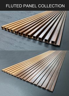 two different views of wood planks with the same color and pattern on them, one is