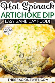 the artichoke dip is an easy game day appetizer