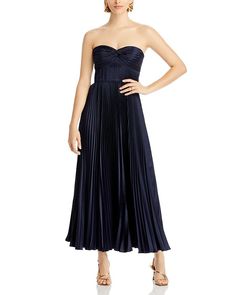 Amur Ruched Bustier Pleated Dress Women - Bloomingdale's Pleated Pre-draped Evening Dress With Fitted Bodice, Dinner Dress With Ruched Bodice And Sweetheart Neckline, Formal Pleated Strapless Evening Dress, Evening Dresses With Pleated Waist And Sweetheart Neckline, Sweetheart Neckline Evening Dress With Pleated Waist, Pre-draped Ruched Evening Dress For Dinner, Formal Strapless Dress With Pleated Waist, Ruched Evening Dress With Fitted Bodice For Dinner, Formal Pleated Evening Dress With Sweetheart Neckline