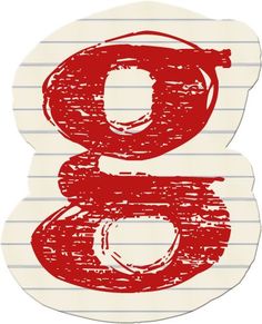 the letter g is drawn with red ink on lined paper, and it appears to be made