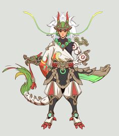 Creative Character Design, Spirit Character Design, Dragon Character Design, Chinese Character Design, Dragon Character, Epic Characters, Japanese Characters, Game Character Design, Character Design Animation