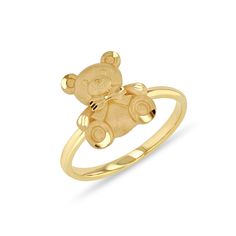 "14k solid gold teddy bear ring. measures 1/2\". matte finish. matches teddy bear pendant in our shop." Teddy Bear Bracelet Gold, Teddy Bear Bracelet, Baby Rings Gold, Teddy Bear Ring, Gold Teddy Bear, Teddy Bear Pendant, Baby Jewellery, Bear Ring, Bear Jewelry