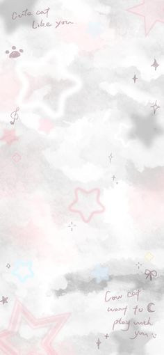 an abstract background with stars and clouds in pastel pink, grey and white colors