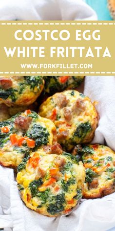 egg white frittata with carrots and spinach on top in a basket