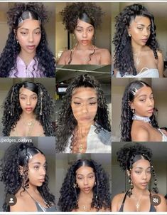 Hairstyle Ideas For Curly Hair Natural Curls, Creative Curly Hairstyles, Classy Natural Hairstyles Black Women, Y2k Hairstyles, Cute Curly Hairstyles