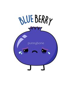 a blueberry with its eyes closed and the words'blue berry'above it