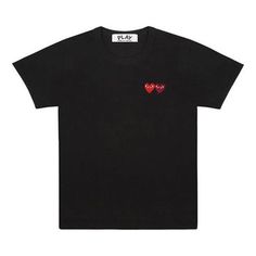 Men's CDG Play Kawakubo Rei Short Sleeve T-shirt Black AZ-T226-051-1 (Men's/Short Sleeve/Kawakubo Rei/Gift Recommend/Gift to Boyfriend) Black Tops With Heart Graphic And Short Sleeves, Black Graphic Tee With Heart Graphic, Black Graphic Tee Shirt With Heart Design, Black Graphic Tee Shirt With Heart Graphic, Black Short Sleeve Shirt With Heart Graphic, Black Crew Neck Shirt With Heart Graphic, Black Short Sleeve Top With Heart Graphic, Black Cotton Top With Heart Graphic, Comme Des Garcons Sweatshirt