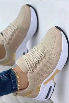 Women's Shoes Wedge Thick Sole Fashion Casual Lace-up Mesh Breathable Sneakers Luxury Shoes Women, Toe Post Sandals, Platform Wedge Heels, Shoe Pattern, Breathable Sneakers, Round Toe Heels, Lacing Sneakers, Platform Wedge Sandals, Casual Lace