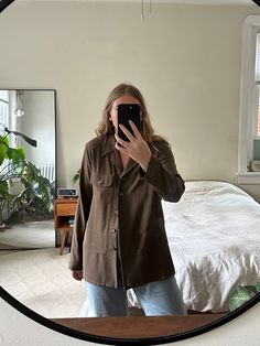 "Vintage women's button down blouse in a beautiful soft brown. A simple, classic neutral shirt in a soft, lightweight fabric with a beautiful drape - perfect to wear on its own or as a layering piece. A closet staple, perfect for any season- great, casual fit. She is in great condition with no physical marks or signs of wear. Tag reads Rialto Collection - size S (big for a small so please check measurements) - made in USA - no fabric tag, assuming a blend  Recommended for sizes xs-l depending on Brown Relaxed Fit Shirt For Work, Oversized Brown Shirt For Workwear, Oversized Brown Tops For Work, Brown Long Sleeve Shirt For Everyday, Everyday Brown Long Sleeve Shirt, Oversized Brown Collared Blouse, Effortless Solid Color Fall Blouse, Effortless Fall Blouse, Fall Blouse With Button Closure For Layering