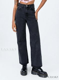 Lasaky - Glamorous Denim Pants Black Denim Attire, Denim Wear, Fashion Bottoms, All Jeans, Jeans High Waisted, Jean Belts, Black Denim Jeans, Women Denim Jeans, Designer Jeans