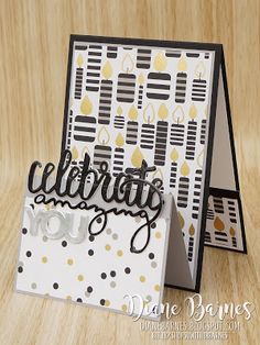 a close up of a card with the word celebration in black and white on it